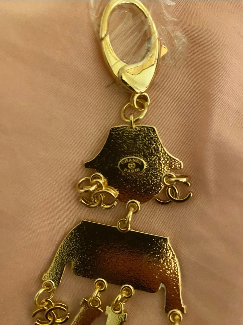 Gold & White Designer-Inspired Doll Bag Charm Keychain
